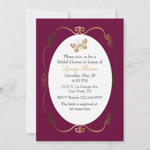 Chic Dark Raspberry & Gold Custom Brautparty Einladung