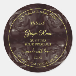 Chic Dark Red Brown Blooming Rose Produktkennzeich Runder Aufkleber