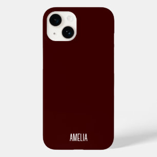 Chic Dark Red & White Script Personalisiert Name Case-Mate iPhone 14 Hülle