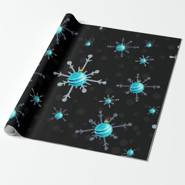 Chic Dark Snowflakes Gem Ornamente Umschlagpapier Geschenkpapier (Ungerollt)