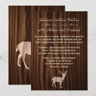 Chic Dark Wood Deer Wild Life Einladung