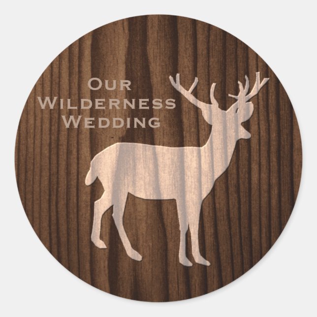Chic Dark Wood Wild Life Wedding Sticker (Vorderseite)