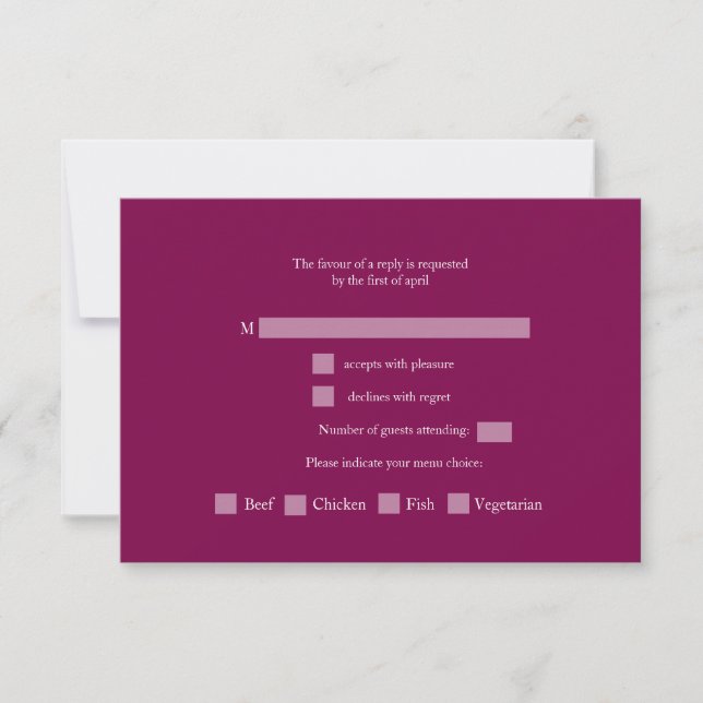 Chic deep pink Botanical Wedding Response Card RSVP Karte (Vorderseite)