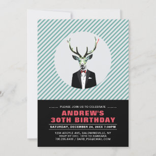 Chic Deer, Erwachsene 30. Geburtstagsfeier Party E Einladung