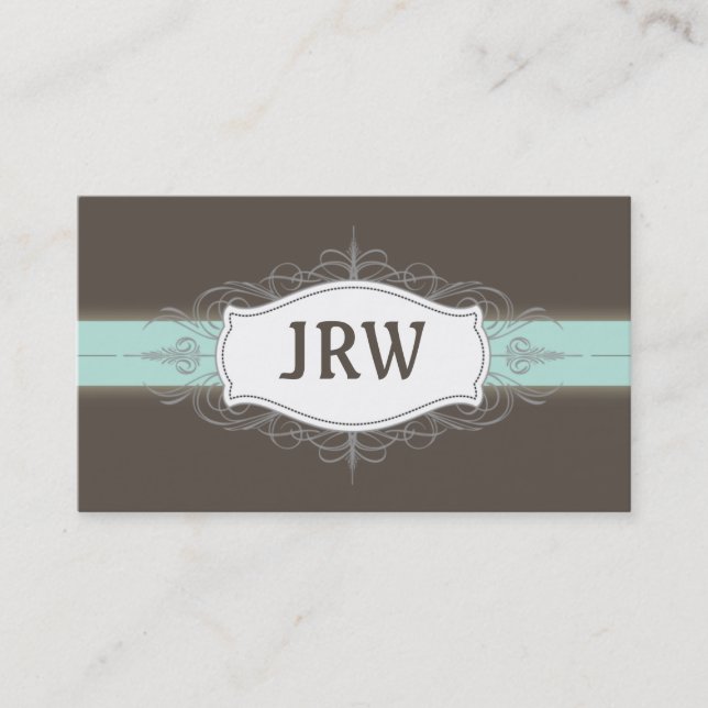 Chic Deko Frame Monogram Baby Blue Business Card Visitenkarte (Vorderseite)