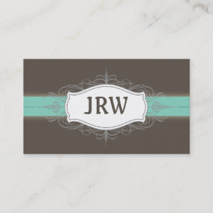 Chic Deko Frame Monogramm Aquamarine Visitenkarte