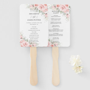 Chic Delicate Blush Pink Floral Wedding Programm Fächer