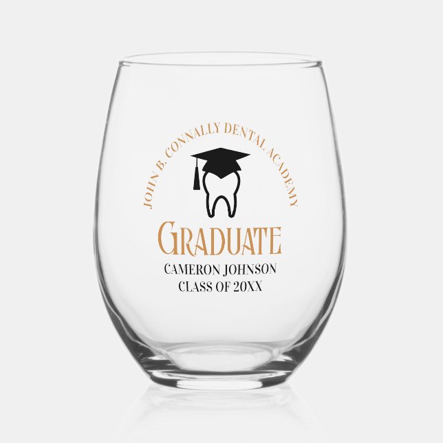 Chic Dental School Custom Dentist Abschluss Weinglas Ohne Stiel (Vorderseite)
