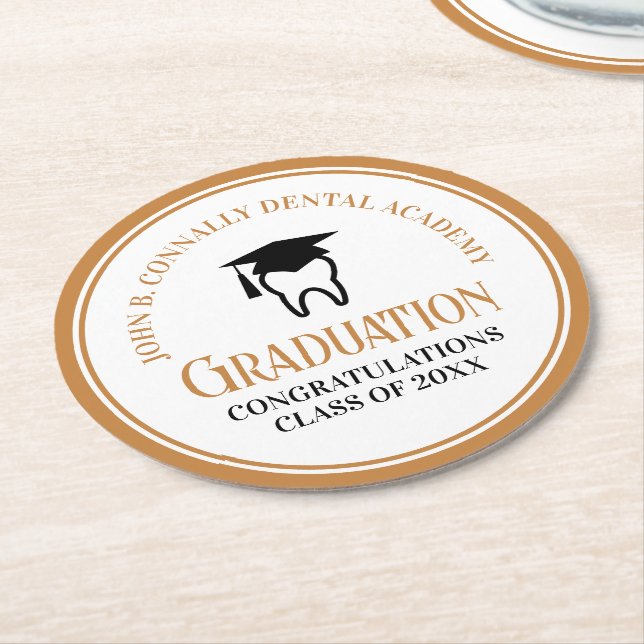 Chic Dental School Custom Dentist Graduation Party Runder Pappuntersetzer (Angewinkelt)