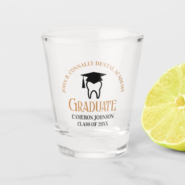 Chic Dental School Custom Dentist Graduation Party Schnapsglas (Vorderseite)