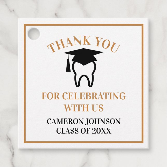 Chic Dental School Custom Gold Graduation Party Geschenkanhänger (Vorderseite)