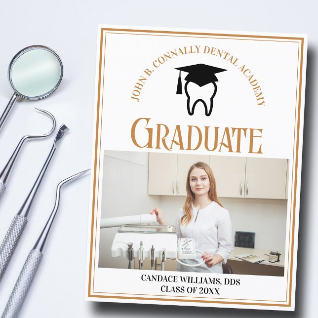Chic Dental School Foto Custom Abschluss Ankündigungspostkarte (Von Creator hochgeladen)