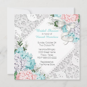 Chic dentelle et Hydrangeas Invitation de la douch
