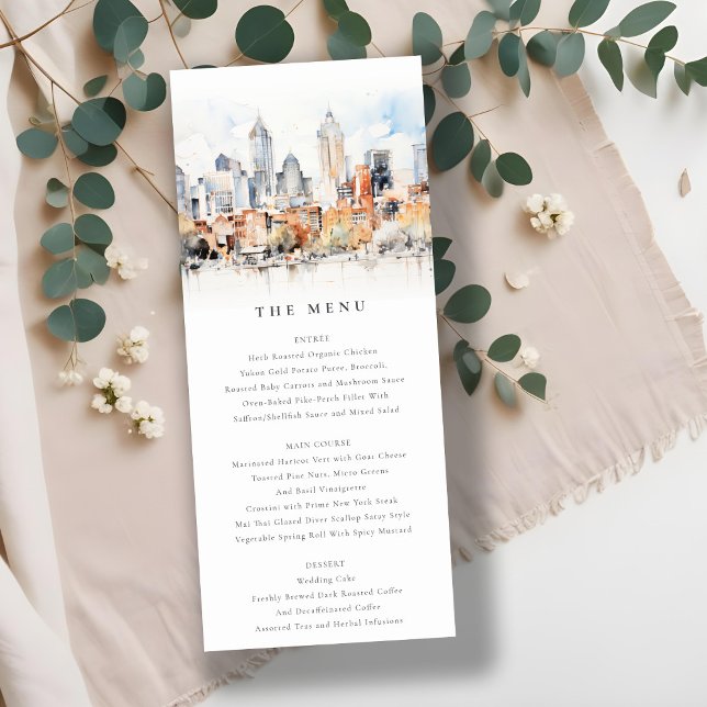 Chic Denver Colorado Skyline Mariage Carte Menu (Créateur téléchargé)
