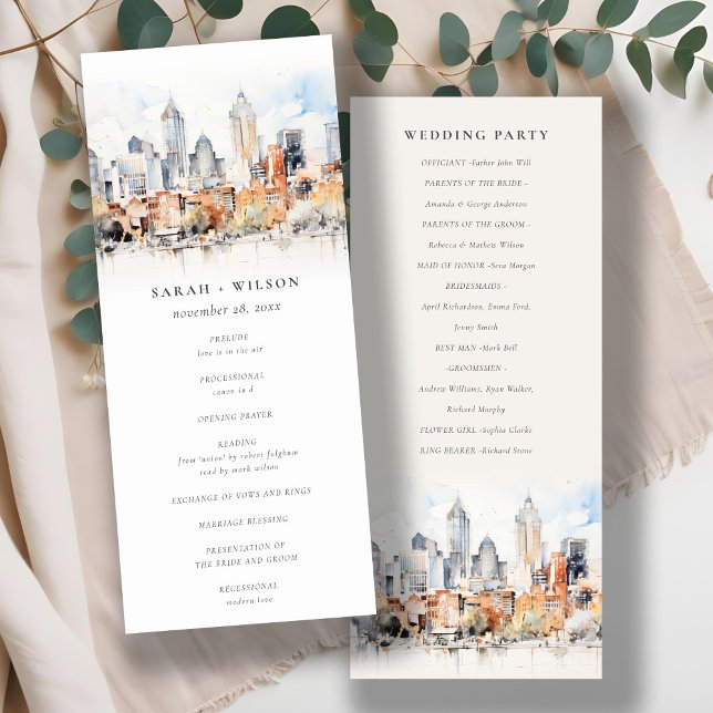 Chic Denver Colorado Skyline Wedding Program Einladung (Von Creator hochgeladen)