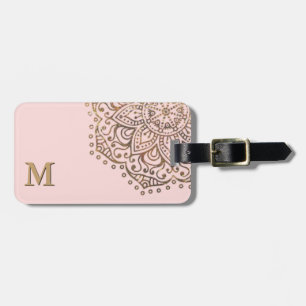 Chic des GoldMandala-Monogramm- erröten rosa Boho Gepäckanhänger