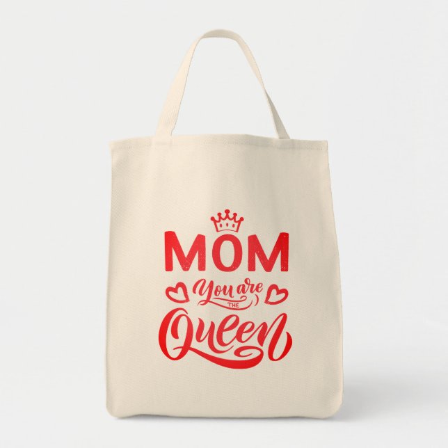 Chic Design Typografy Mama Sie sind die Königin Tragetasche (Vorne)