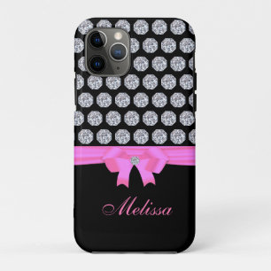 Chic Diamantmuster und Namenskalligraphie auf Schw Case-Mate iPhone Hülle