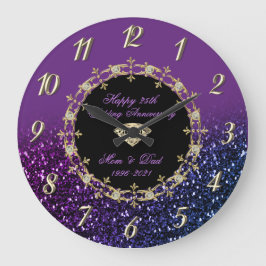 Chic Diamonds Glitter 25th Wedding Anniversary Große Wanduhr