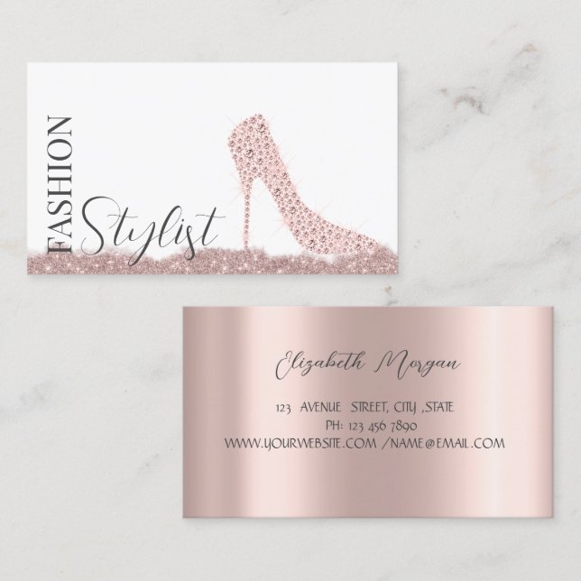 Chic Diamonds High Heels Rose Gold Visitenkarte (Vorne/Hinten)