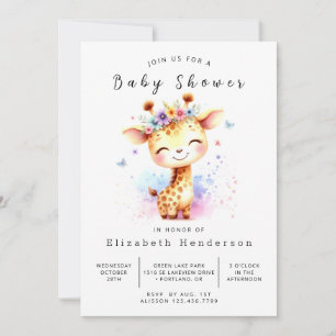 Chic Digital Giraffe Baby Dusche Einladung
