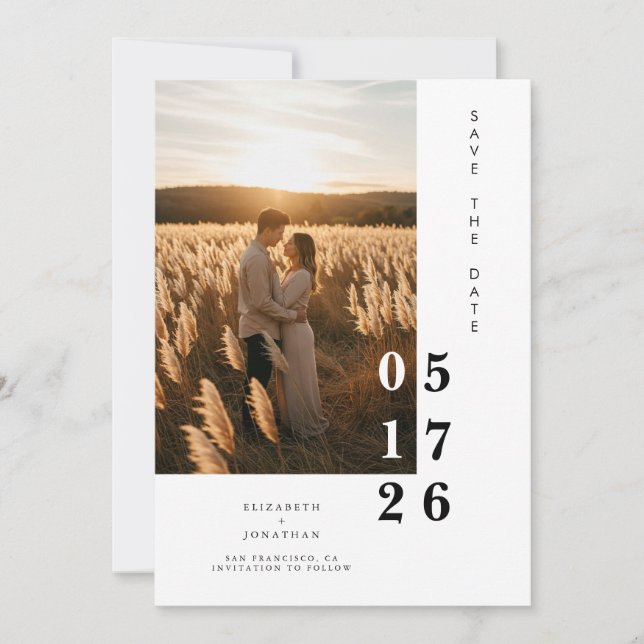 Chic Digital Rustic Script Wedding Save The Date (Vorderseite)