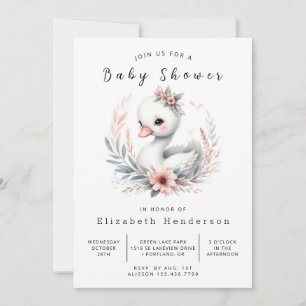 Chic Digital Swan Baby Dusche Einladung