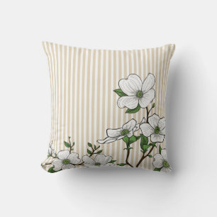 Chic Dogwood Blüten & Streifen Kissen