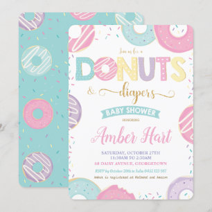 Chic Donuts and Diapers Baby Shower Gold Girl  Einladung