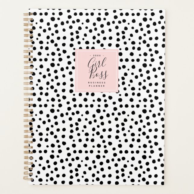 Chic Dots Blush Girl Boss Personalisiert Business Planer (Vorderseite)