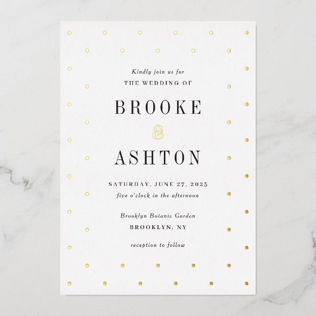 Chic Dots FOIL Moderne Hochzeitseinladung Folieneinladung (Vorderseite)