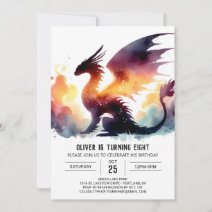 Chic Dragon Birthday Printable Einladung