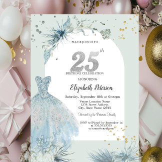 Chic Dress Winter 25. Geburtstag Einladung