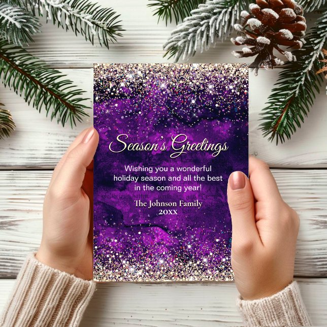 Chic dunkel lila Gold Glitzer Weihnachten Neues Ja (Von Creator hochgeladen)