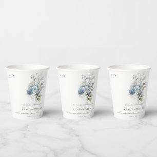 Chic Dusky Blue Watercolor Hütte Blumenzehen Pappbecher