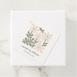 Chic Dusky Blush Retro Minimal Blumenzwiese Geschenkanhänger