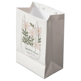 Chic Dusky Blush Retro Minimal Blumenzwiese Mittlere Geschenktüte