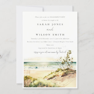 Chic Dusky Coast Beach Sun Seascape Verlobung Einladung