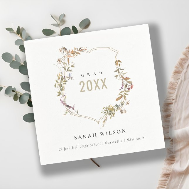 Chic Dusky Pink Blush Wildblume Wappen Abschluss Serviette (Von Creator hochgeladen)