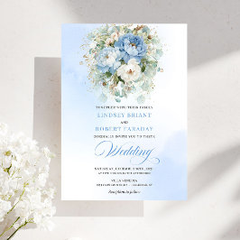 Chic Dusty Blue Floral Digital Wedding Invite Einladung