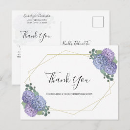 Chic Dusty Blue Floral Geometric Wedding Vielen Da Postkarte