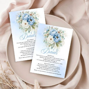 Chic Dusty Blue Florale Eukalyptus-Details Karte