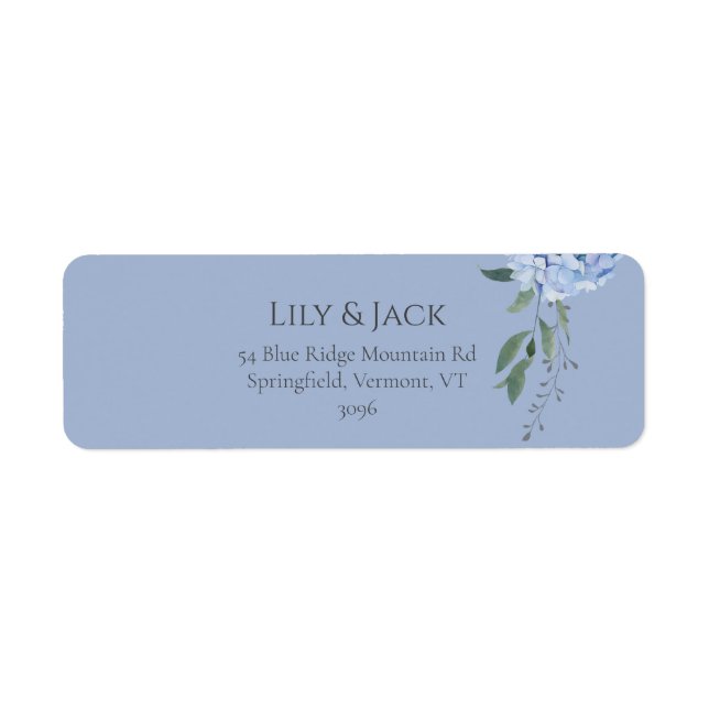 Chic Dusty Blue Hydrangea Rücksendeadresse (Vorne)