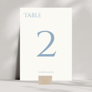 Chic Dusty Blue & Ivory Mariage Numéro de table Ca