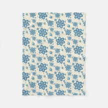 Chic Dusty Blue Jasmine & Botanical Fleece-Decke