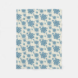 Chic Dusty Blue Jasmine & Botanical Fleece-Decke Fleecedecke
