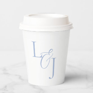 Chic Dusty Blue Monogram Script Event Wedding Pappbecher
