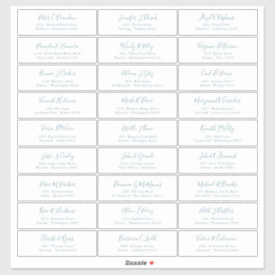 Chic Dusty Blue Schrift Gast Namen Adresse Aufkleb Aufkleber