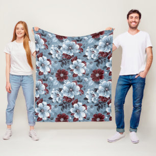 Chic Dusty Blue und Burgundy Blanket Fleecedecke