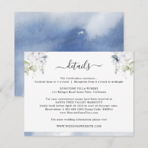 Chic Dusty Blue Watercolor, Blumenzwiebeldetails Begleitkarte